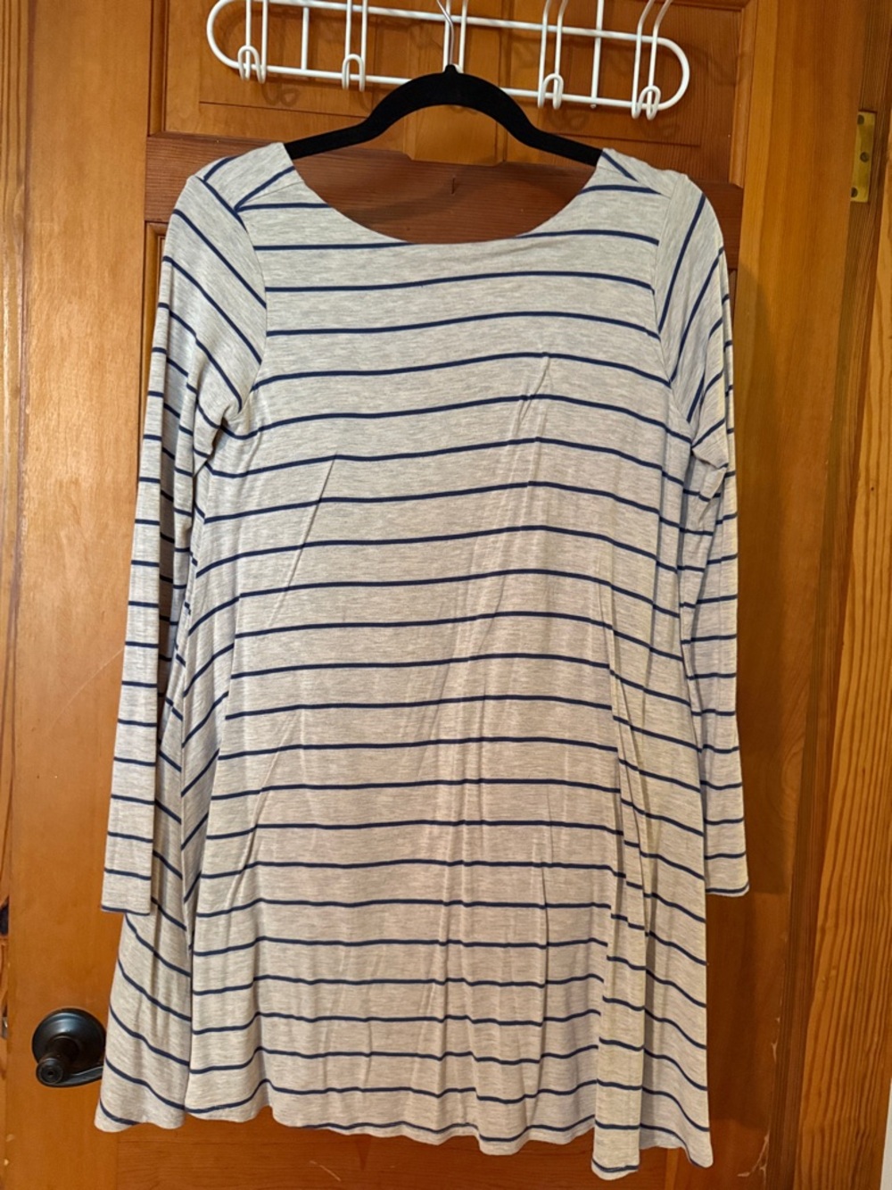 Altar'd State Cream and Navy Striped Tunic Top
